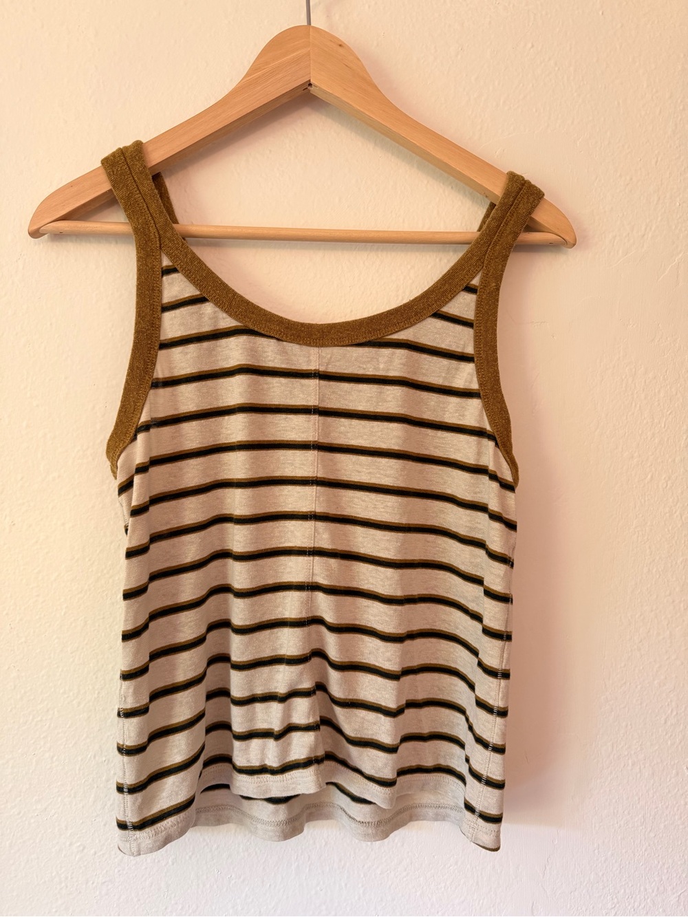 Prana Striped Cotton Slub Knit Tank Top in Olive Trim - Picture 4 of 4